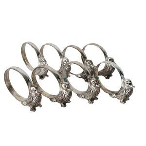 8 Vintage Silea Duck Silver Plated Napkin Rings
